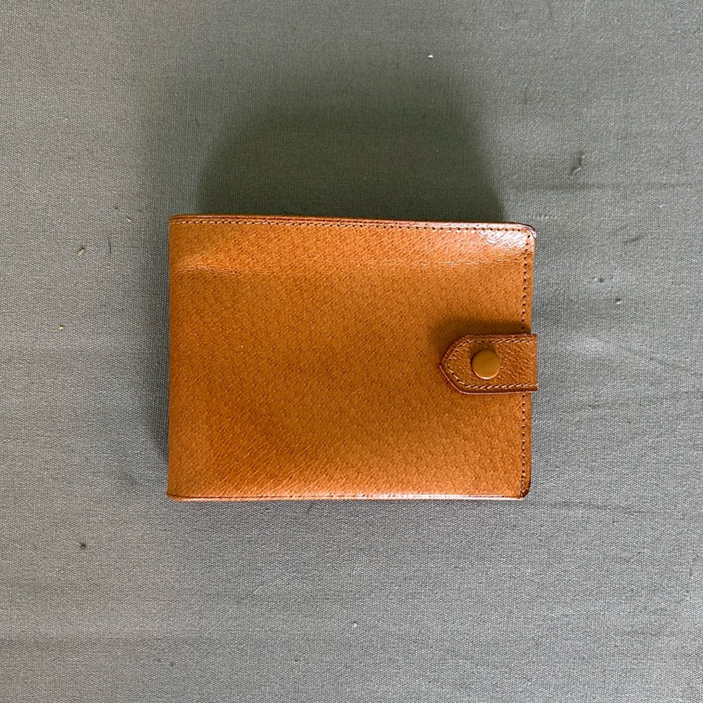 Tilley Calf Leather Vintage Wallet Made in England Deep Brown Brass Snap